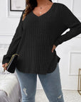 Plus Size V-Neck Long Sleeve T-Shirt - Little Miss Vanilla