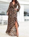 Casual Leopard Print V-neck Maxi Dress - Little Miss Vanilla