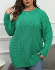 Plus Size Round Neck Long Sleeve Sweater - Little Miss Vanilla