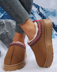 Chestnut Contrast Print Suede Plush Lined Snow Boots