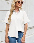 Collared Neck Short Sleeve Shirt - Little Miss Vanilla