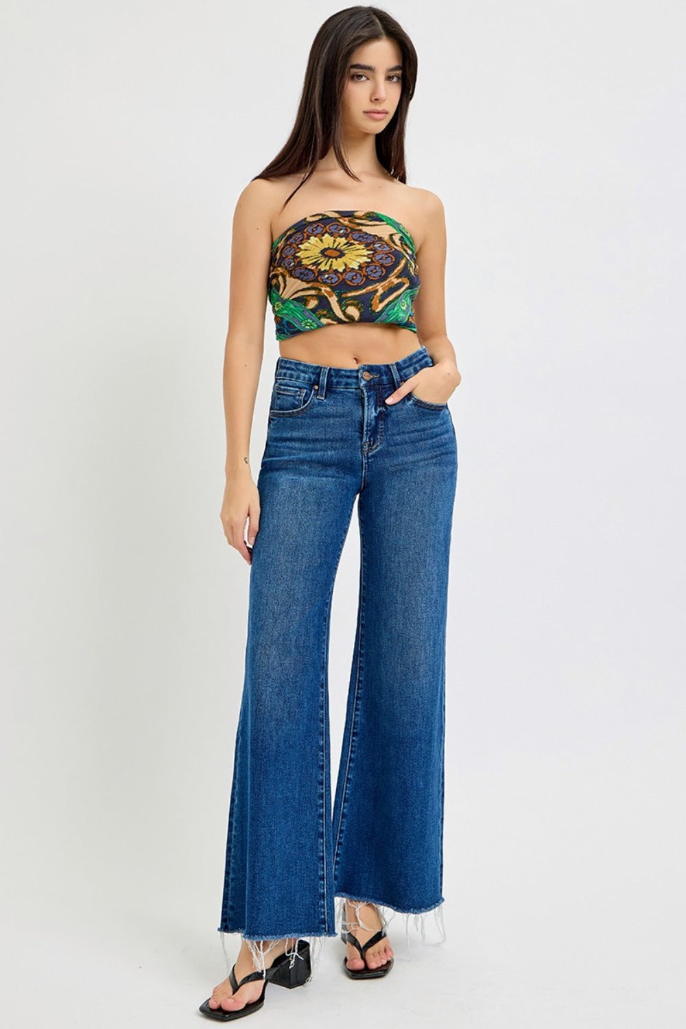 RISEN Tummy Control High Rise Wide Leg Jeans - Little Miss Vanilla