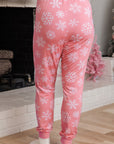 Pink Christmas Snowflake Print Two Piece Loungewear - Little Miss Vanilla