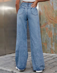 Distressed Wide Leg Jeans with Pockets - Little Miss Vanilla