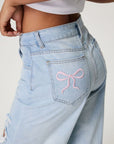 Distressed Wide Leg Jeans with Pockets - Little Miss Vanilla