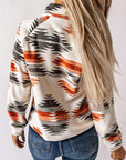 Gray Western Aztec Snap Buttoned Fleece Jacket