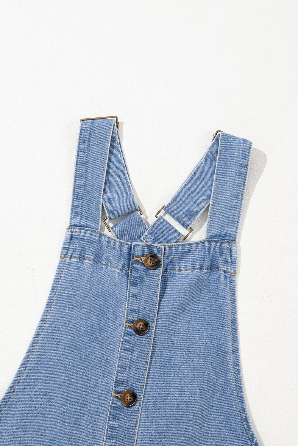 Beau Blue Wide Strap Button Front Pocketed Denim Mini Dress - Little Miss Vanilla