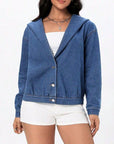 Button Up Hooded Denim Top - Little Miss Vanilla