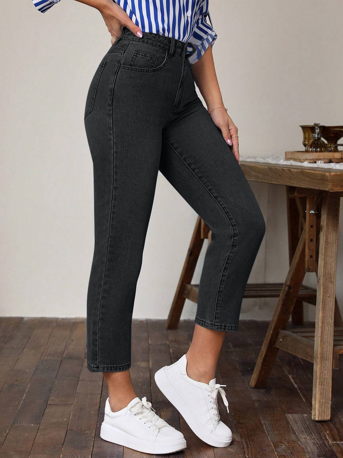 High Waist Jeans with Pockets - Little Miss Vanilla