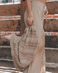 Smoke Gray Boho Lace Patchwork Wide Leg High Waist Pants