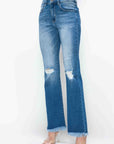 bytos Full Size Raw Hem Distressed High Rise Bootcut Jeans - Little Miss Vanilla