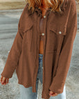 Brown Contrast Flap Pockets Relaxed Shacket - Little Miss Vanilla