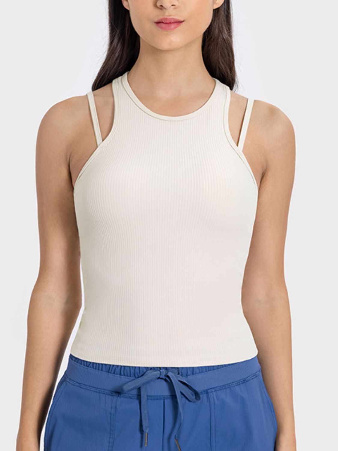 Millennia Cutout Round Neck Racerback Active Tank - Little Miss Vanilla