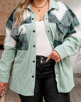 Plus Size Plaid Snap Down Jacket with Pockets - Little Miss Vanilla