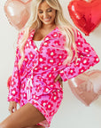 Pink Flower Print Long Sleeve Shirt Shorts Pajamas Set - Little Miss Vanilla