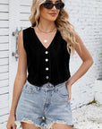 V-Neck Button Down Denim Vest - Little Miss Vanilla