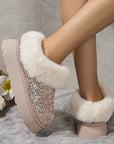 Fashion Sequined Thick-soled Plush Shoes Winter Indoor And Outdoor Casual Warm Slippers Women Garden House Shoes