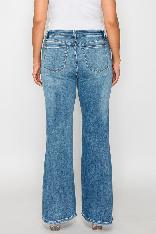 bytos Full Size Cat&#39;s Whiskers Mid Rise Bootcut Jeans - Little Miss Vanilla