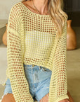 Openwork Round Neck Dropped Shoulder Knit Cover Up - Little Miss Vanilla