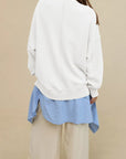 Side Slit Round Neck Long Sleeve Sweatshirt - Little Miss Vanilla