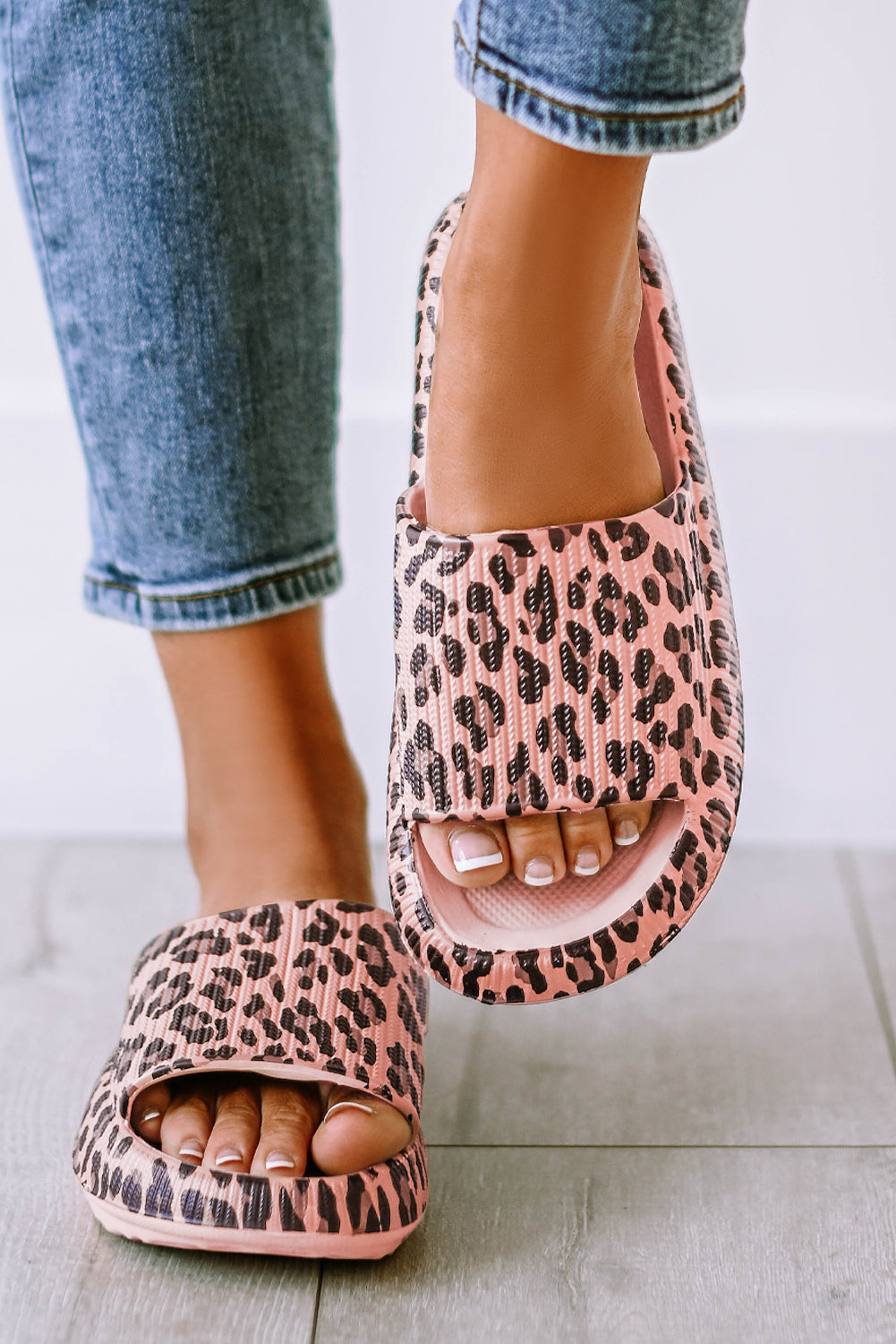 Pink Leopard Print Thick Sole Slip On Slippers - Little Miss Vanilla