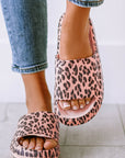 Pink Leopard Print Thick Sole Slip On Slippers - Little Miss Vanilla