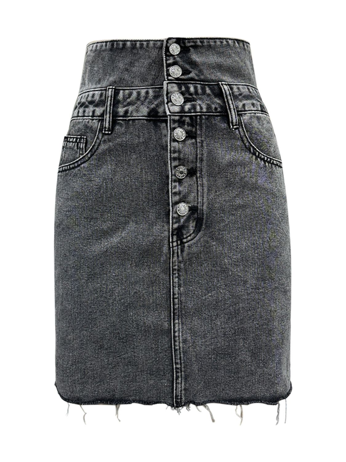 Raw Hem High Waist Denim Skirt - Little Miss Vanilla