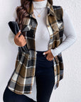 Honey Plus Size Pocketed Plaid Button Up Vest Coat - Little Miss Vanilla