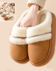 Fashion Warm Cotton Slippers For Women Leisure Thick Bottom Non-slip Plus-velvet House Shoes Winter Bedroom Floor Suede Slipper