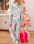 Pink Christmas Berries Plant Print Satin Long Sleeve Pajama Set - Little Miss Vanilla