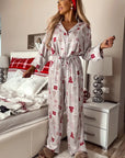 Light Grey Christmas Printed Shirt and Pants Pajama Set - Little Miss Vanilla