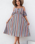 Plus Size Striped Cold-Shoulder Dress - Little Miss Vanilla