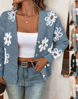 Flowers Print Button Front Cardigan