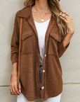 Brown Contrast Flap Pockets Relaxed Shacket - Little Miss Vanilla