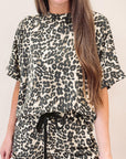 Black Cheetah Printed Casual Tee and Shorts Lounge Set - Little Miss Vanilla