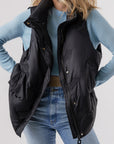 Black Quilted High Neck Zip Up Jacket Vest - Little Miss Vanilla