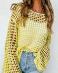 Openwork Round Neck Dropped Shoulder Knit Cover Up - Little Miss Vanilla