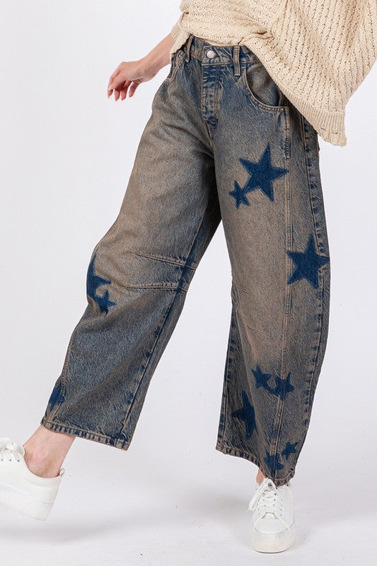 SAGE + FIG Star Wide Leg Jeans with Pockets - Little Miss Vanilla