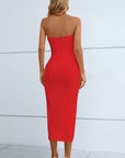 Cutout Strapless Drawstring Detail Split Bandage Dress - Little Miss Vanilla