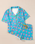 Green Flower Print Short Sleeve Shirt Pajamas Set - Little Miss Vanilla