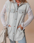 Light Grey Flap Pockets Contrast Buttons Front Jacket Vest - Little Miss Vanilla