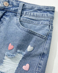 Distressed Raw Hem Heart Mini Denim Skirt - Little Miss Vanilla