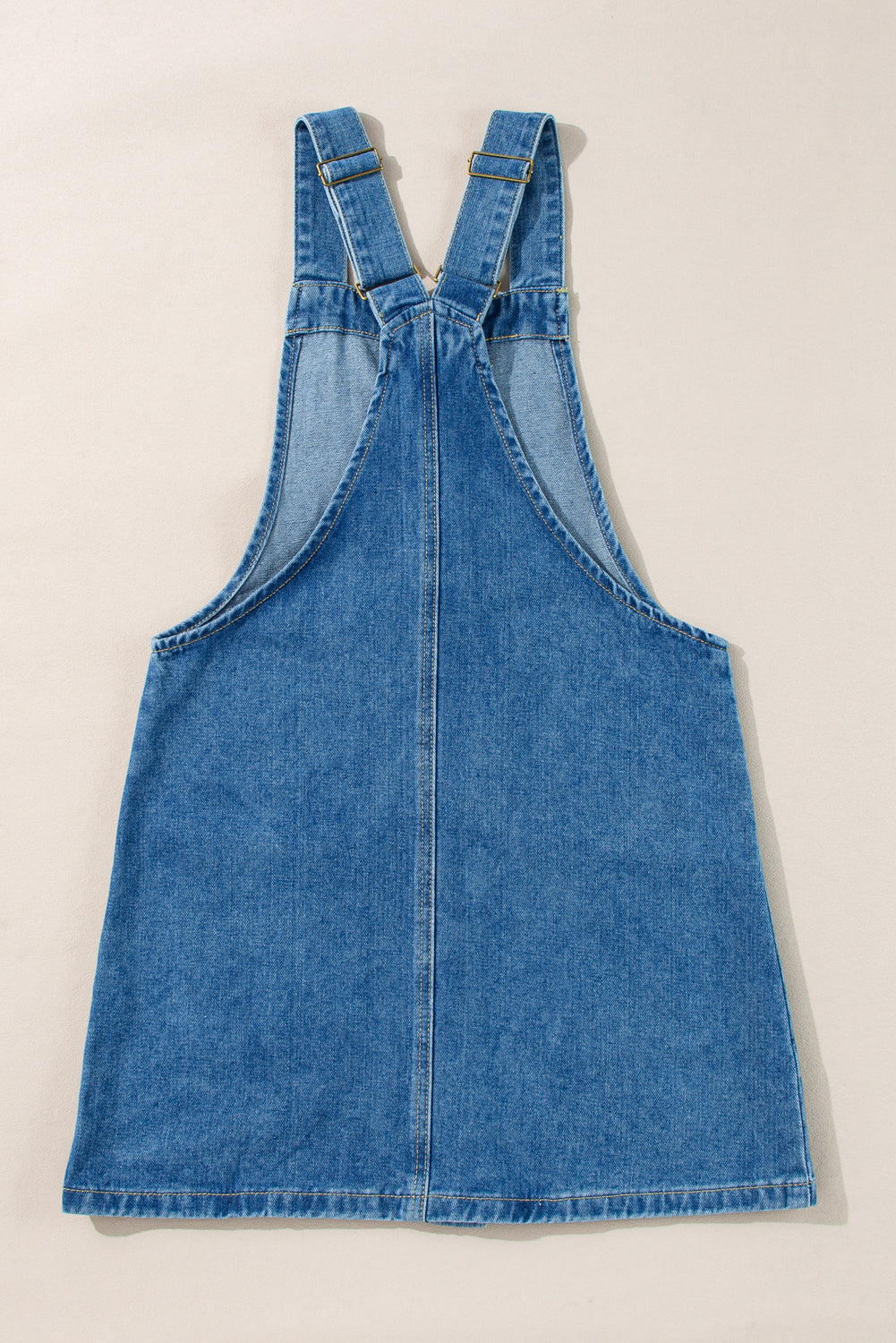 Dusk Blue Wide Strap Button Front Pocketed Denim Mini Dress - Little Miss Vanilla