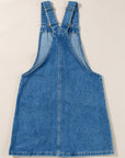 Dusk Blue Wide Strap Button Front Pocketed Denim Mini Dress - Little Miss Vanilla