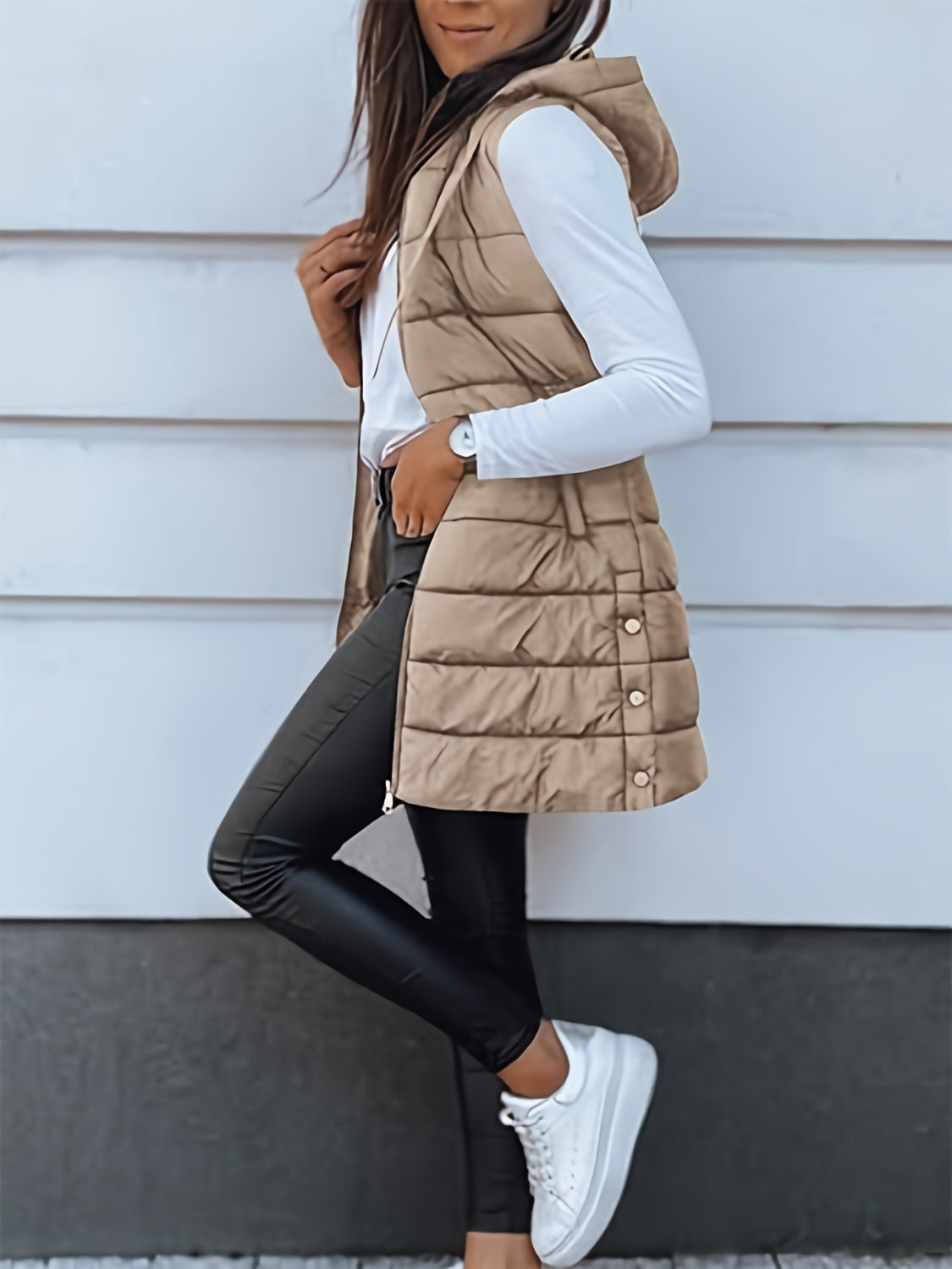 Plus Size Zip Up Hooded Vest Coat - Little Miss Vanilla