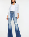 Kancan High Rise Wide Waistband Flare Jeans - Little Miss Vanilla