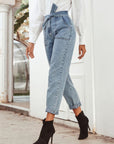 Tied Straight Leg Jeans with Pockets - Little Miss Vanilla