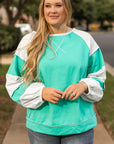 Plus Size Exposed Seam Color Block Long Sleeve Sweatshirt - Little Miss Vanilla