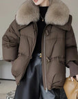 Down Cotton-padded Jacket Women's Short Fur Collar Thickened Coat Winter Clothing