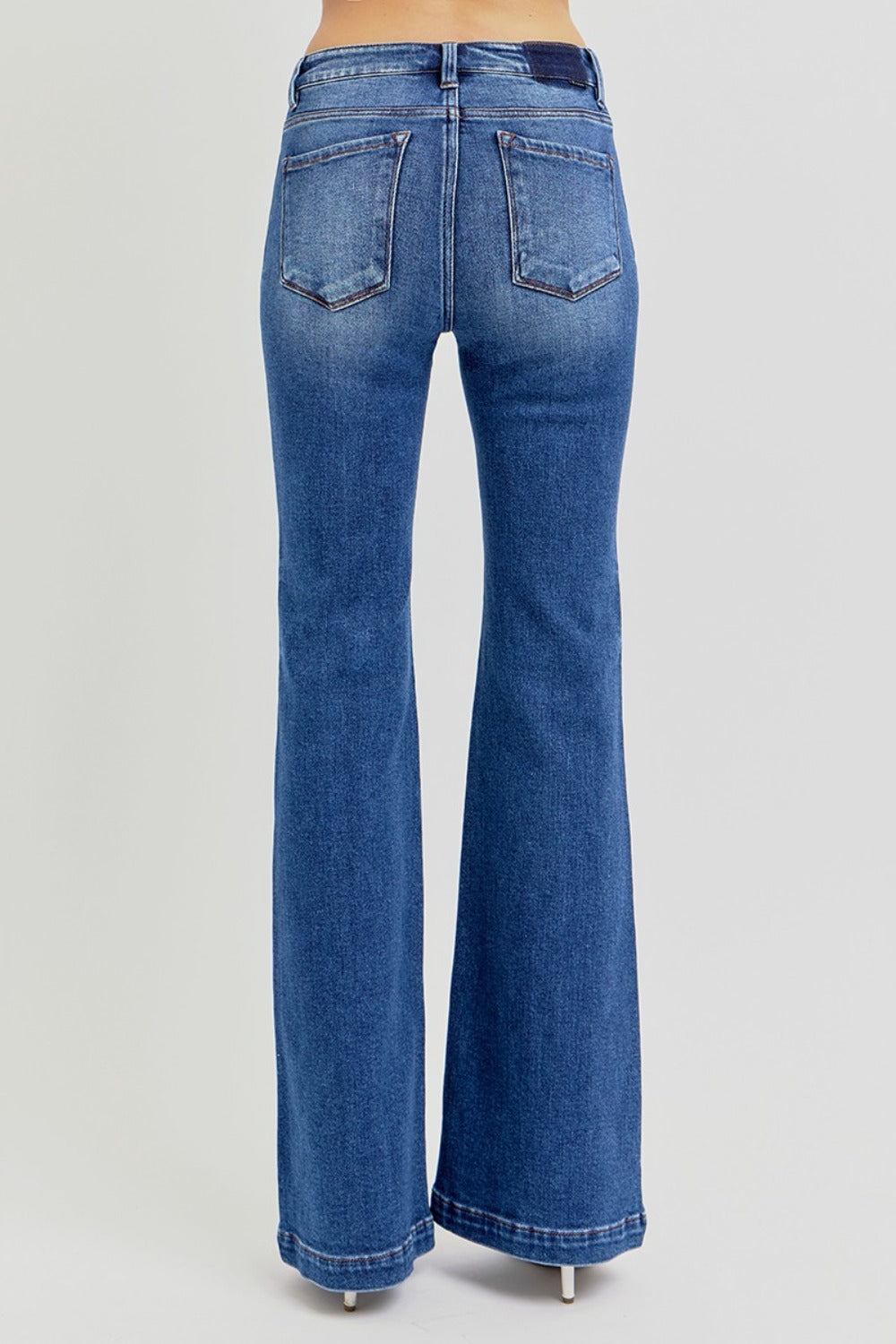 RISEN Full Size Low Rise Flare Jeans with Pockets - Little Miss Vanilla